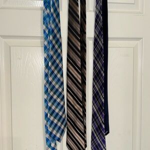 Set of 3 Patterned Ties in Blue, Brown and Purple